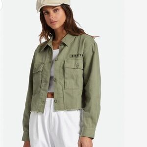 Brixton Private Overshirt Olive Crop Utility Jacket
